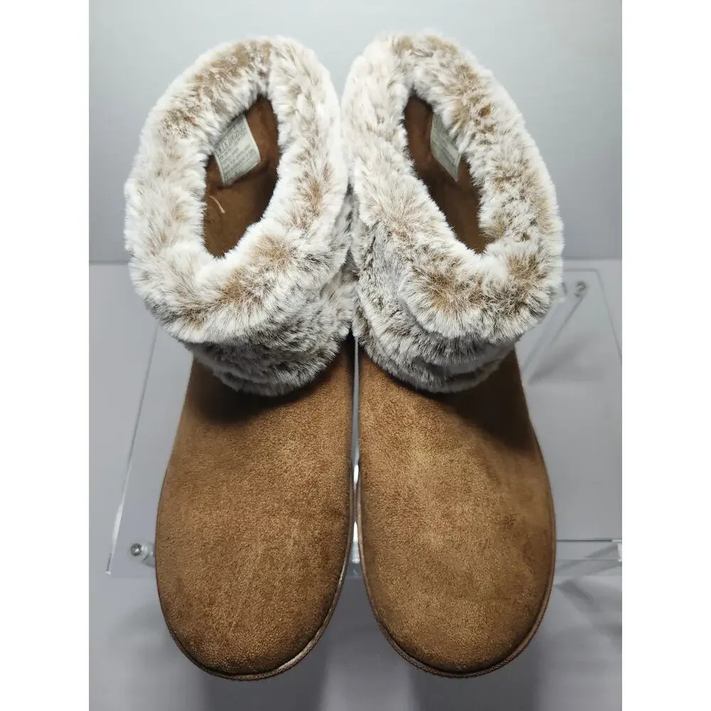 Skechers Women's Keepsakes Ankle Boots Booties Chestnut Brown Sz 8 Faux Fur